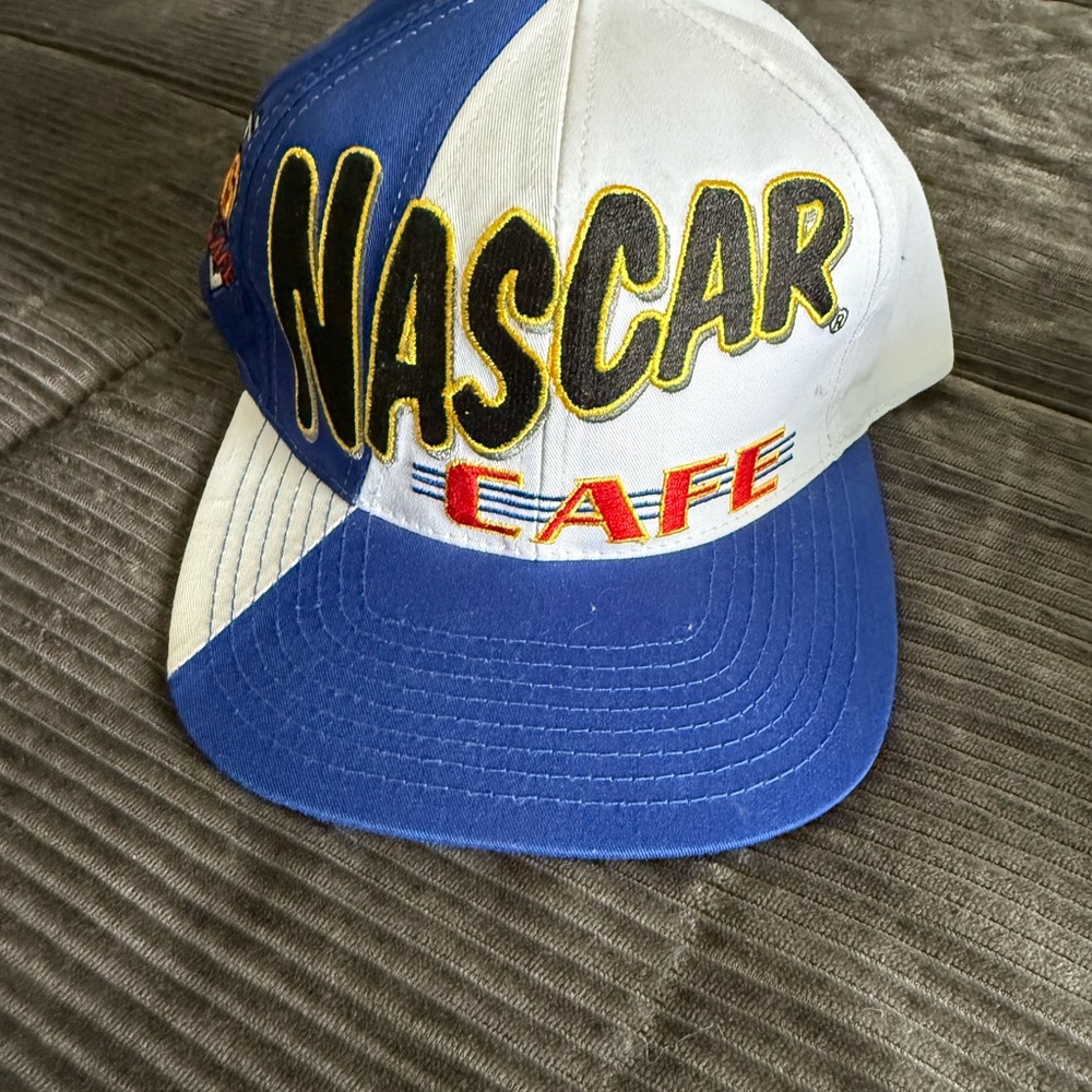 Vintage NASCAR Cafe Blue and White Cap